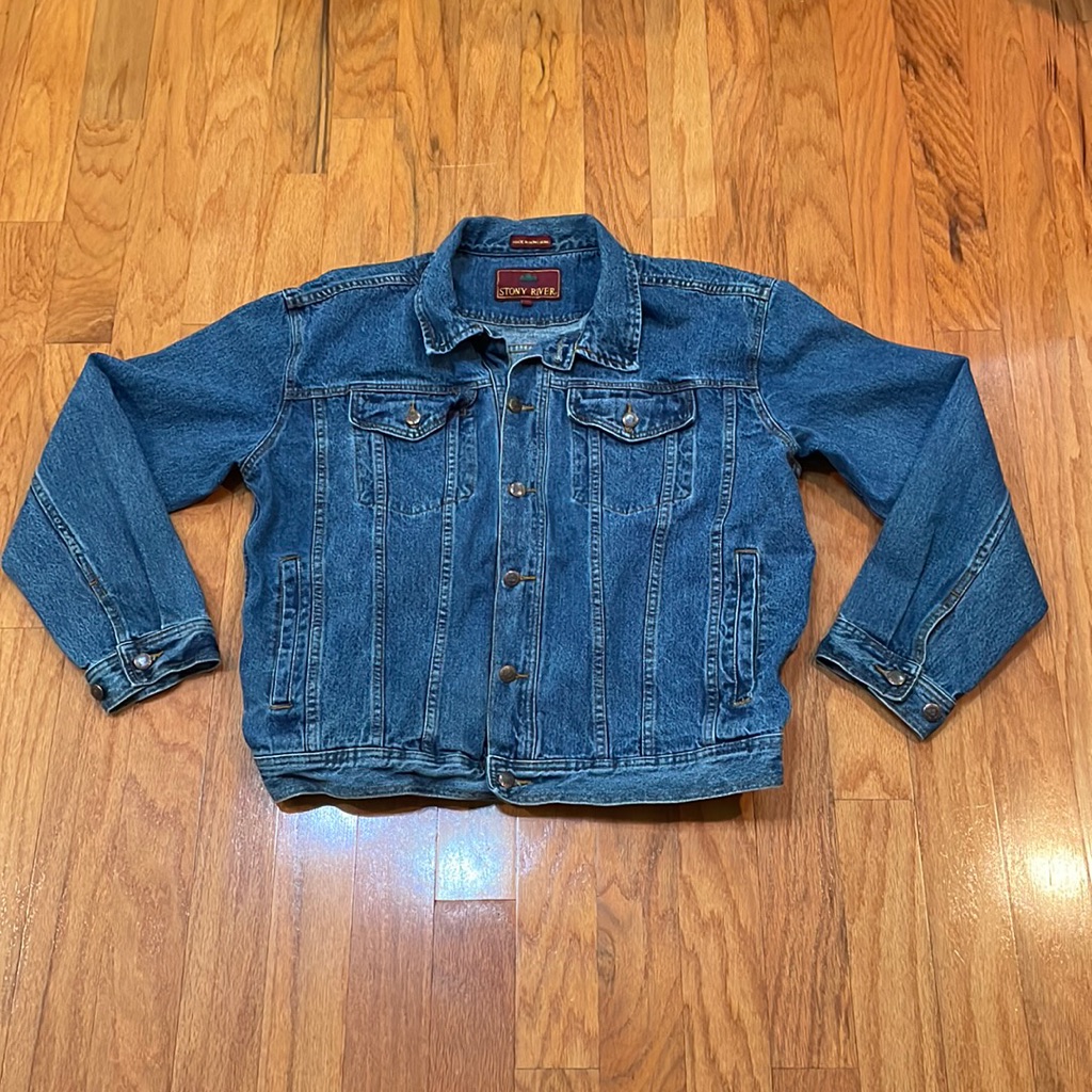 Stony River Men's Denim Jean Jacket Size Xl Blue Pockets Cotton Classic Style